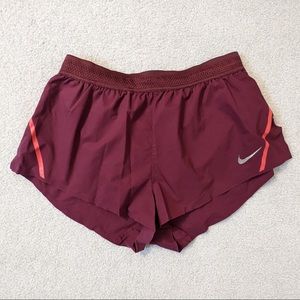 Nike Burgundy/Maroon Aeroswift Split Shorts 2” Medium